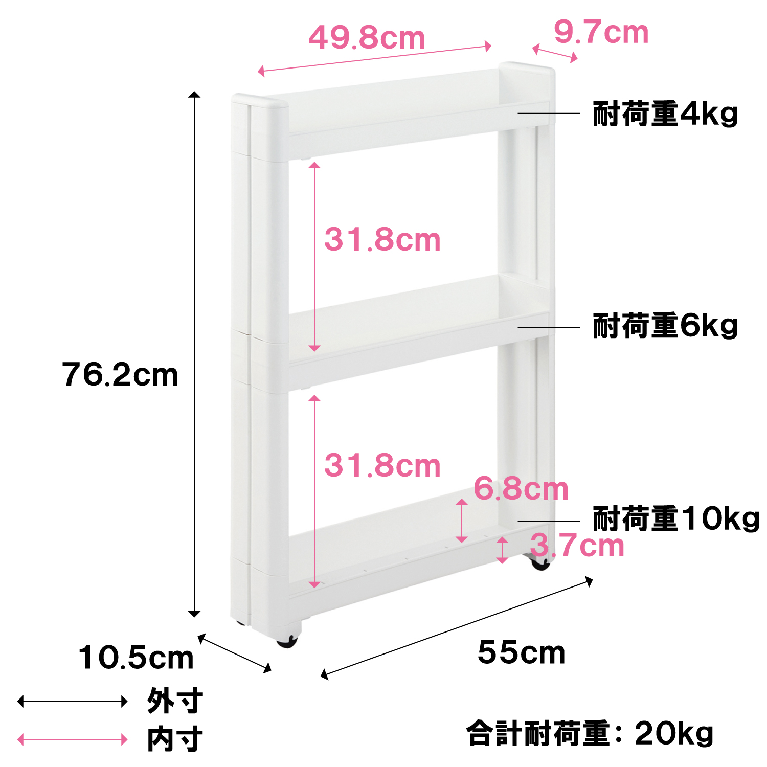 スマートワゴンFit W100 55-3段 W - （life-navi｜スマート